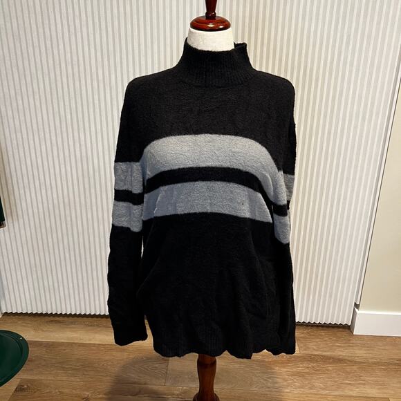 EXPRESS Women's Turtleneck Sweater Size L In Black/Gray - Picture 1 of 8